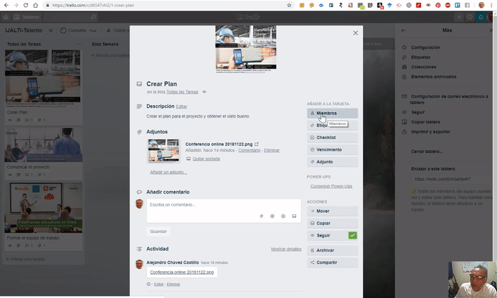 GIF: Asignar miembros en Trello